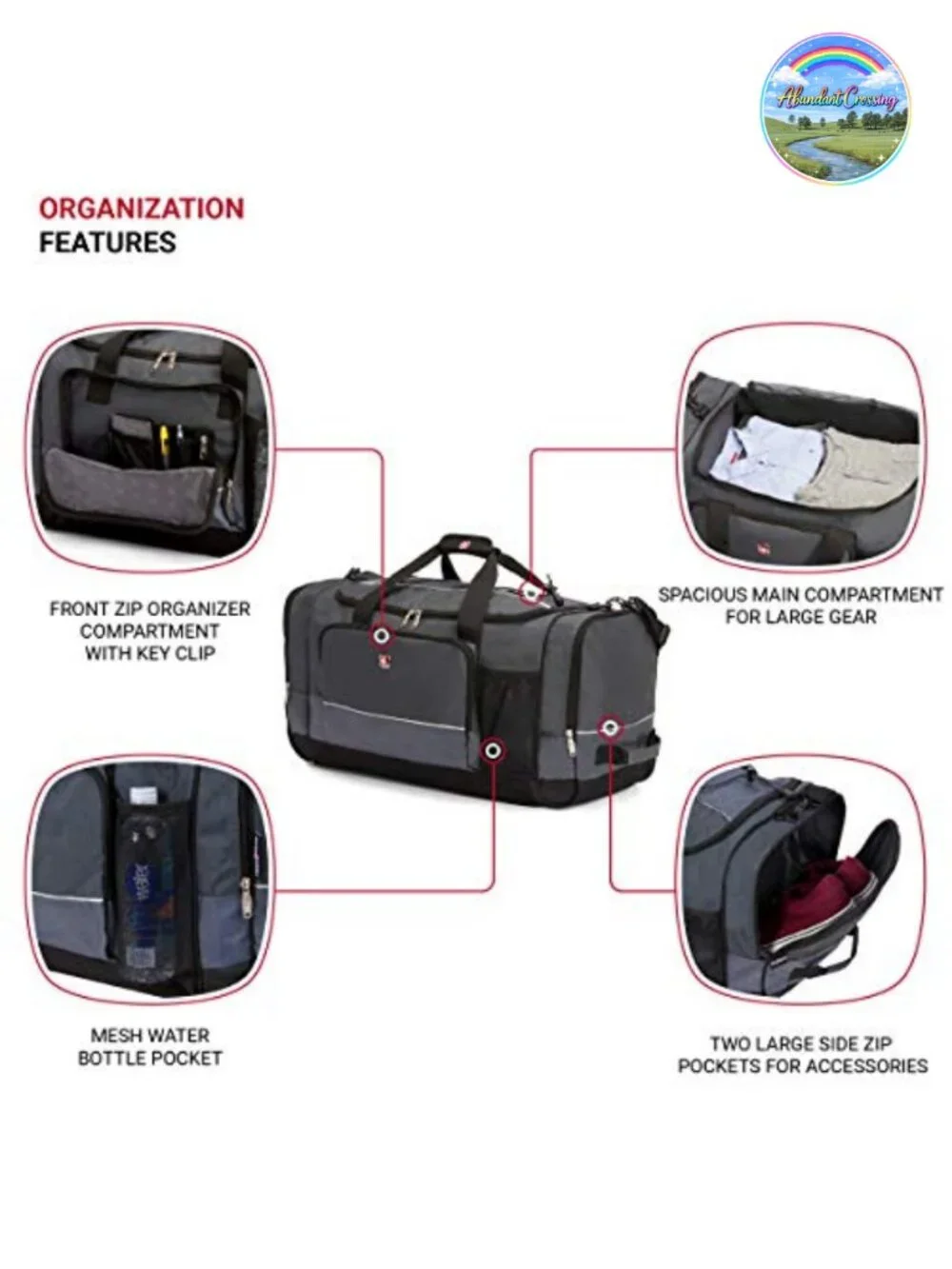 SwissGear Apex Travel Duffle Bag with Bungee-Cord System, Polyester, Water